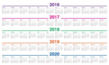 Takvim 2016 2017 2018 2019 2020