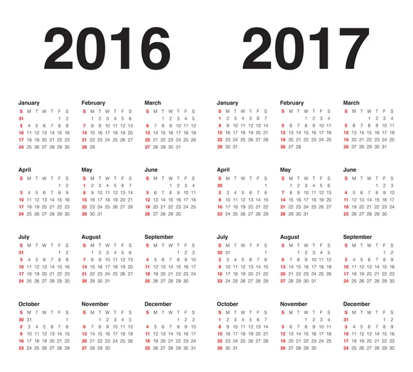 Kalendář 2016 2017 — Stockový vektor