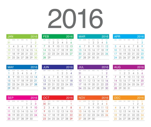 Ημερολογιακό έτος 2016 — Διανυσματικό Αρχείο