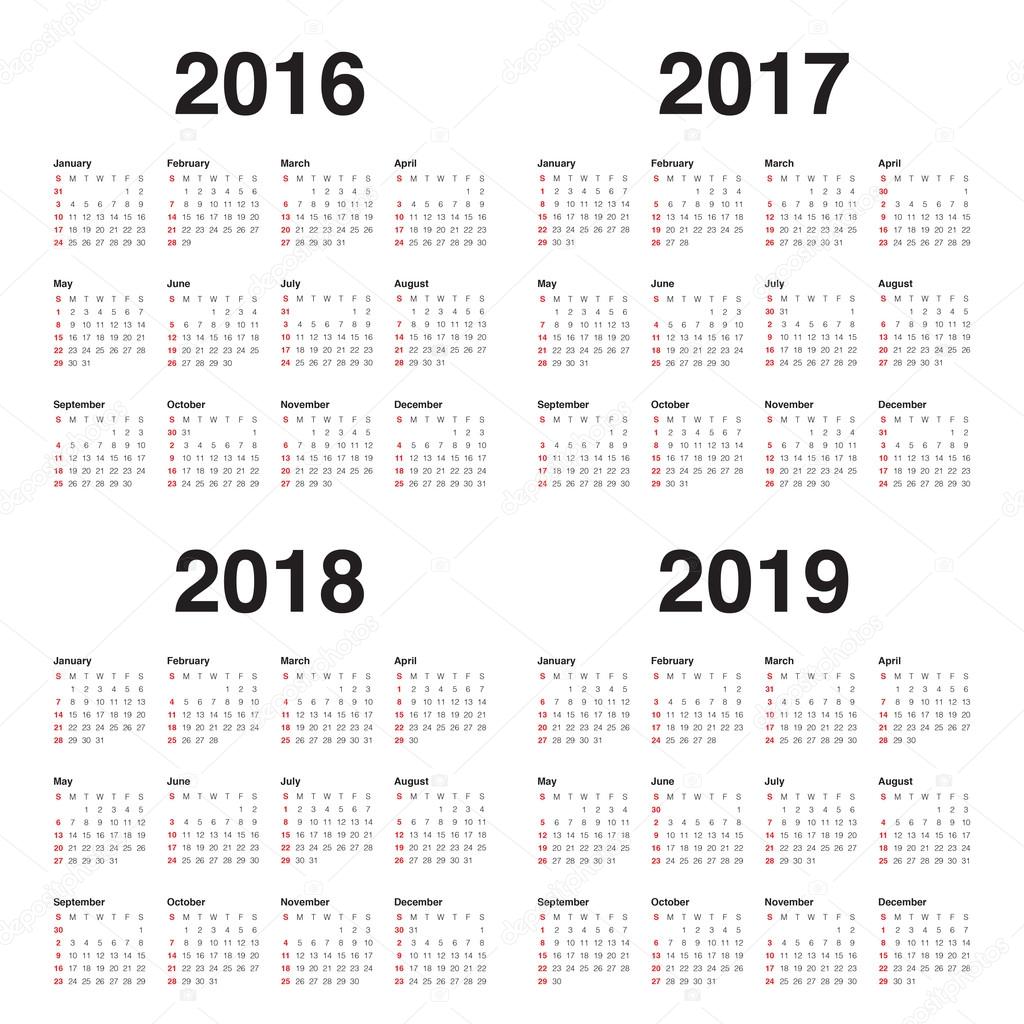 depositphotos_87419846 stock illustration calendar 2016 2017 2018 2019