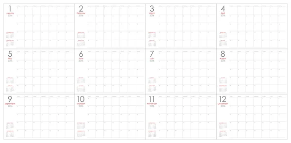 Tischkalender 2016 — Stockvektor