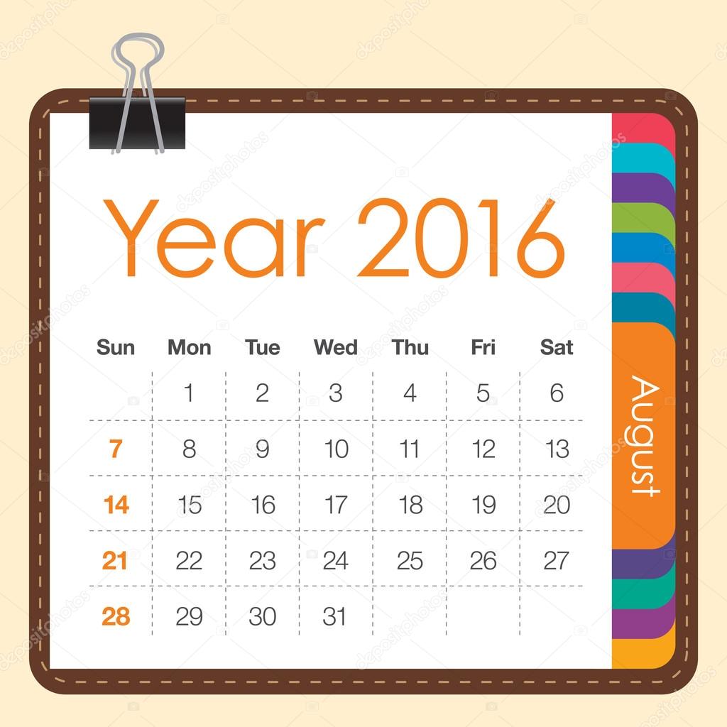 16 Calendar August Stock Vector Image By C Dolphfynlow