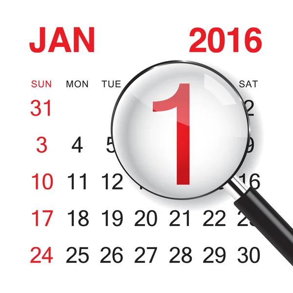 Januar år 2016 – Stock-vektor
