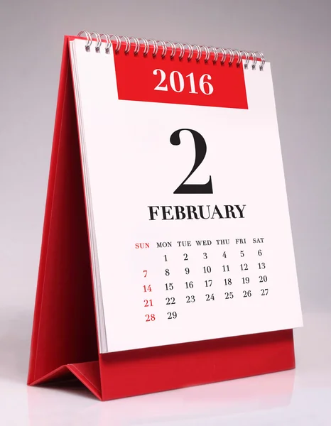 Calendario de escritorio simple 2016 - Febrero —  Fotos de Stock