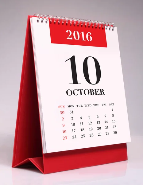 Einfacher Schreibtischkalender 2016 - Oktober — Stockfoto
