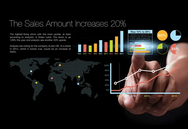Virtuális képernyőn megjelenő színes üzleti információk — Stock Fotó