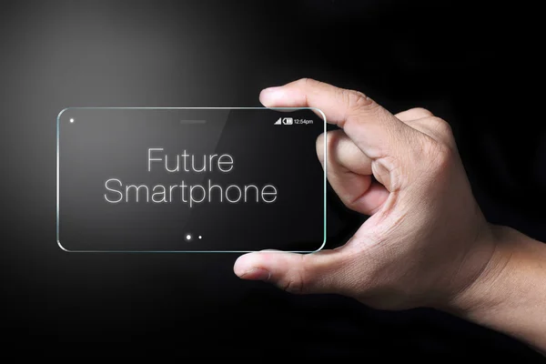 Futura redacción del smartphone en un smartphone transparente — Foto de Stock