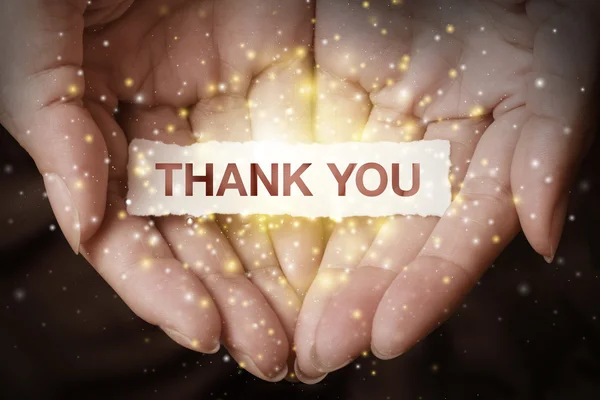 Thank you text on hand — Stock Photo, Image