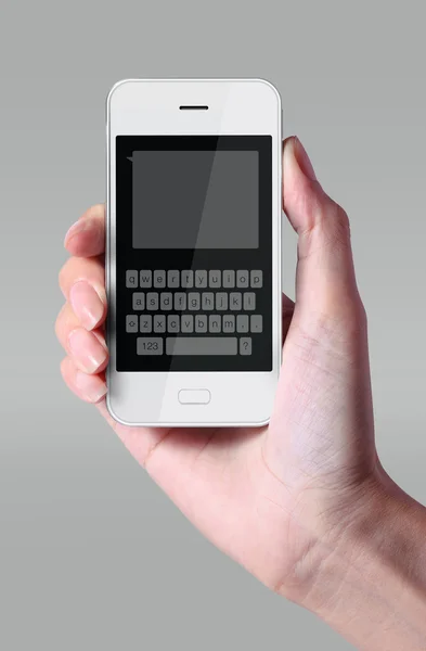 Beyaz renk klavye smartphone cep telefonu ile. — Stok fotoğraf