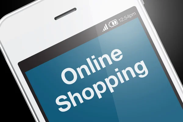 Online shopping text on the smartphone screen — Stock Photo, Image