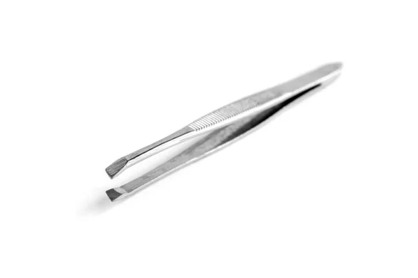 Small Metal Eyebrow Tweezers Isolated White Background — Stock Photo, Image