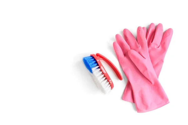 Pink Rubber Gloves Isolated White Background — Stock Photo, Image