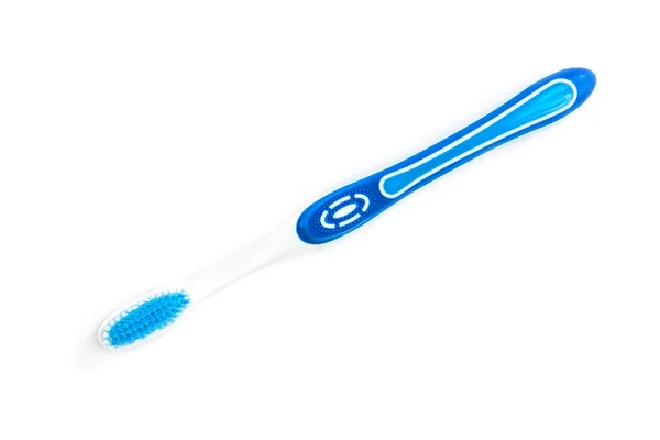 Brosse Dents Bleue Isolée Sur Fond Blanc — Photo