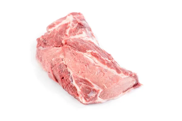 Raw Pork Neck Isolated White Background — Stock Photo, Image