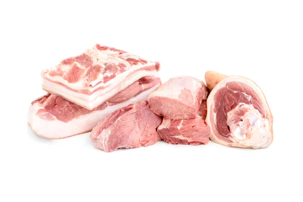 Carne Maiale Cruda Isolata Fondo Bianco — Foto Stock