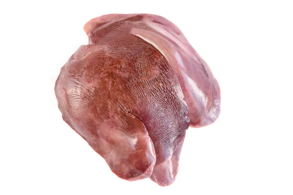 Foie Porc Cru Isolé Sur Fond Blanc — Photo