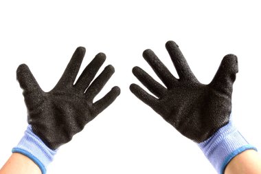 El giyimi koruyucu eldiven beyaz arka planda izole.