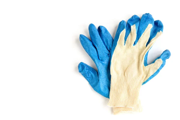 Guantes Protectores Azules Aislados Sobre Fondo Blanco —  Fotos de Stock