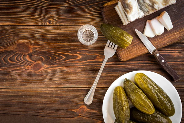 Traditionelle Ukrainische Und Russische Vorspeise Beim Essen Essen Wenn Alkohol — Stockfoto