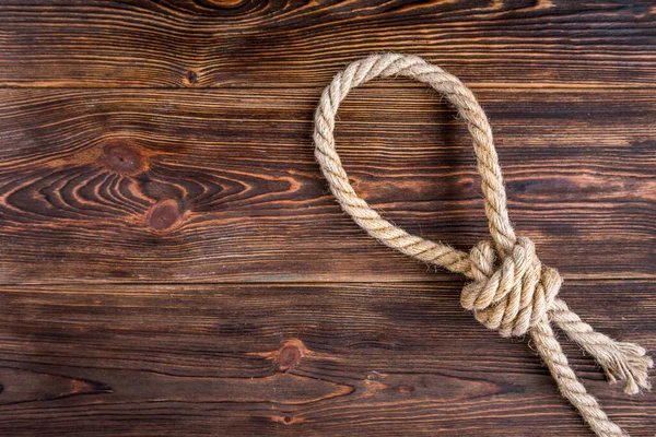Kötél Fából Készült Háttér Öngyilkosság Futó Csomó — Stock Fotó