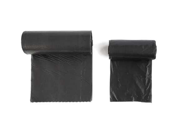 白い背景に隔離された黒いゴミ袋 — ストック写真