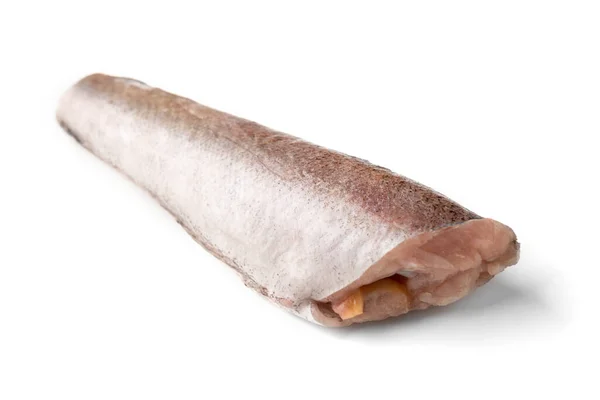在白色背景上隔离的冷冻鳕鱼 — 图库照片