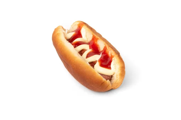 Hot Dog Elszigetelt Fehér Háttér — Stock Fotó