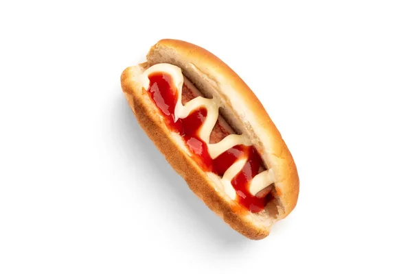 Hot Dog Elszigetelt Fehér Háttér — Stock Fotó