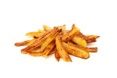 Beyaz arka planda izole edilmiş patates kızartması.