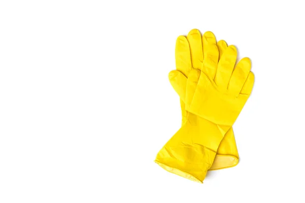 Yellow Rubber Gloves Isolated White Background — Stock Photo, Image