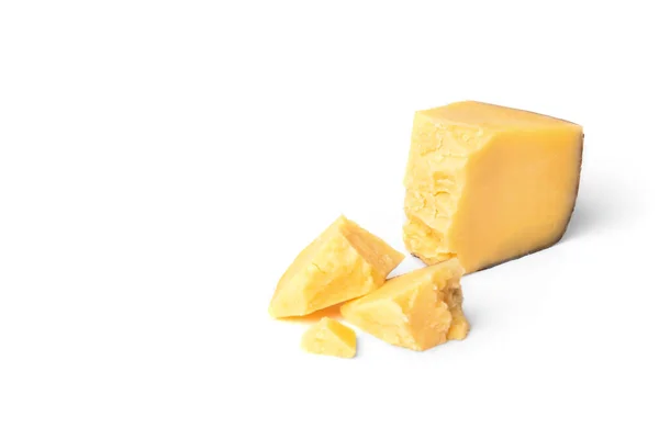 Τυρί Παρμεζάνας Απομονωμένο Λευκό Φόντο — Φωτογραφία Αρχείου