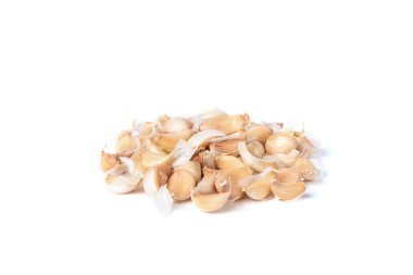 Sarımsak beyaza izole edilmiş. arkaplan.