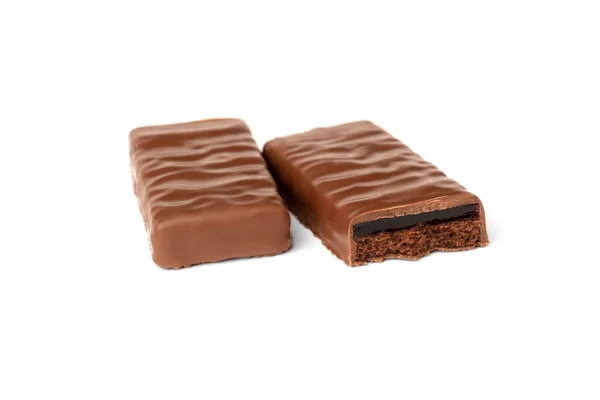 Choklad Bar Med Körsbär Gelé Isolerad Vit Bakgrund — Stockfoto