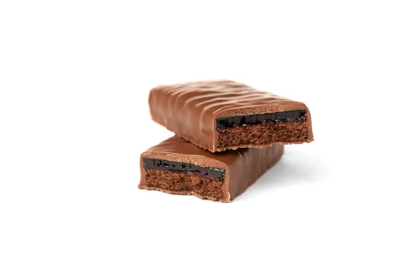 Choklad Bar Med Körsbär Gelé Isolerad Vit Bakgrund — Stockfoto