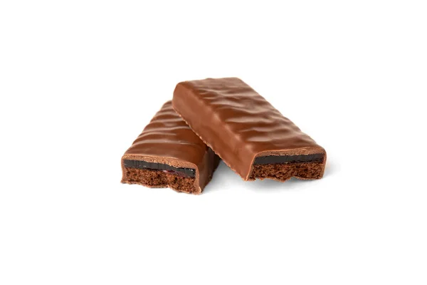 Choklad Bar Med Körsbär Gelé Isolerad Vit Bakgrund — Stockfoto