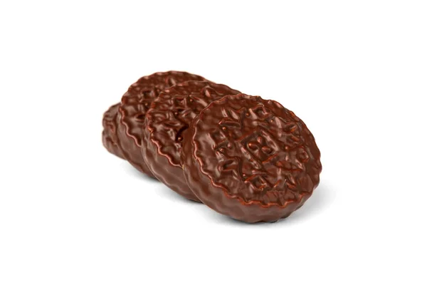 Chokladkakor Med Kokt Kondenserad Mjölk Isolerad Vit Bakgrund Chokladpaj — Stockfoto