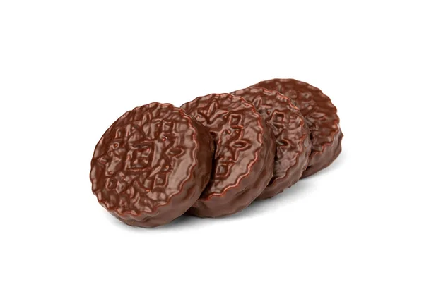 Biscoitos Chocolate Com Leite Condensado Cozido Isolado Fundo Branco Torta — Fotografia de Stock