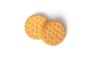 Beyaz arkaplanda izole edilmiş süt dolu çerezler