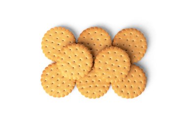 Beyaz arkaplanda izole edilmiş süt dolu çerezler