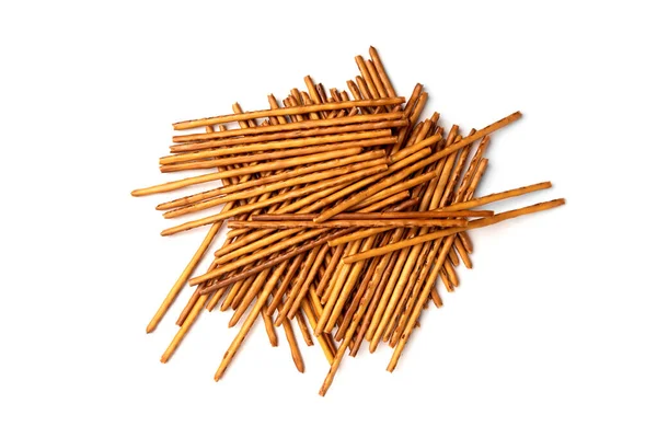 Kraker Pretzel Sticks Geïsoleerd Witte Achtergrond — Stockfoto