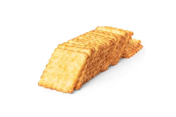 Cracker Cookies Izolované Bílém Pozadí — Stock fotografie