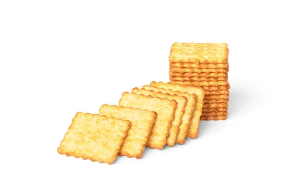 Cracker Cookies Isolerade Vit Bakgrund — Stockfoto