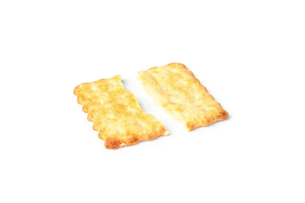Biscotti Cracker Isolati Sfondo Bianco — Foto Stock