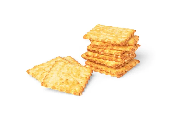 Biscotti Cracker Isolati Sfondo Bianco — Foto Stock