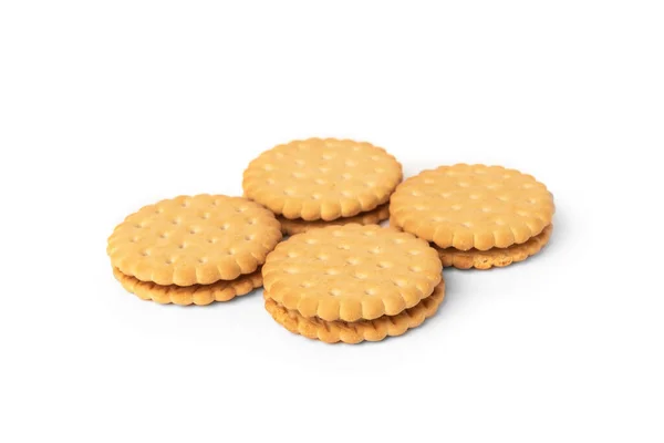 Galletas Con Relleno Leche Aisladas Sobre Fondo Blanco —  Fotos de Stock