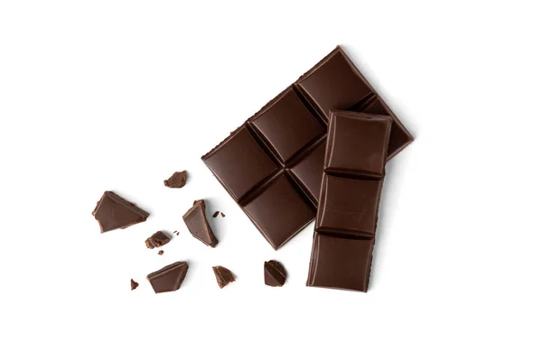 Beyaz arkaplanda izole edilmiş çikolata.