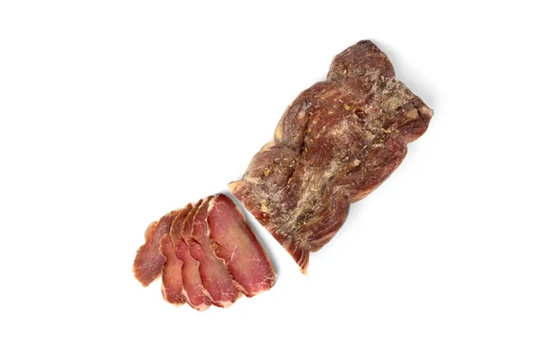 Gedroogd Varkensvlees Geïsoleerd Witte Achtergrond — Stockfoto