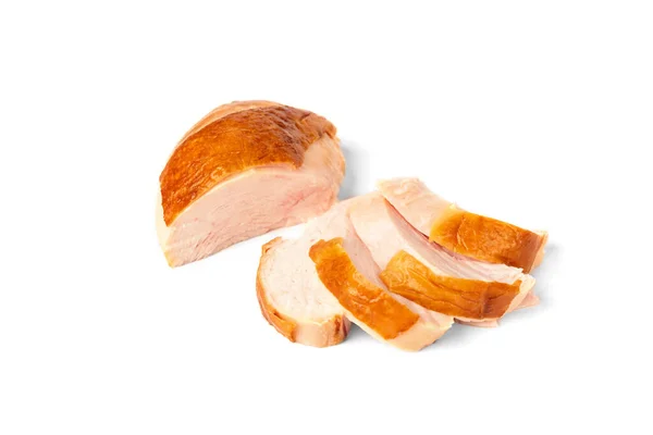 Geräucherte Hühnerbrust Isoliert Auf Weißem Hintergrund — Stockfoto