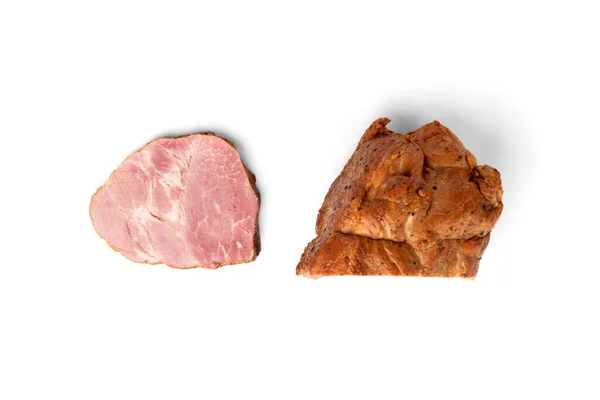 Geräuchertes Schweinefleisch Isoliert Auf Weißem Hintergrund — Stockfoto