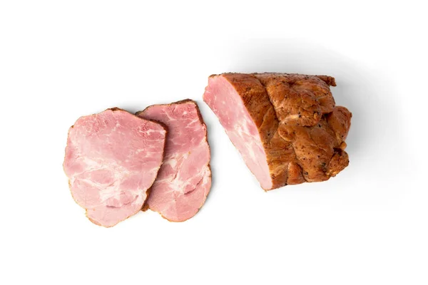 Geräuchertes Schweinefleisch Isoliert Auf Weißem Hintergrund — Stockfoto